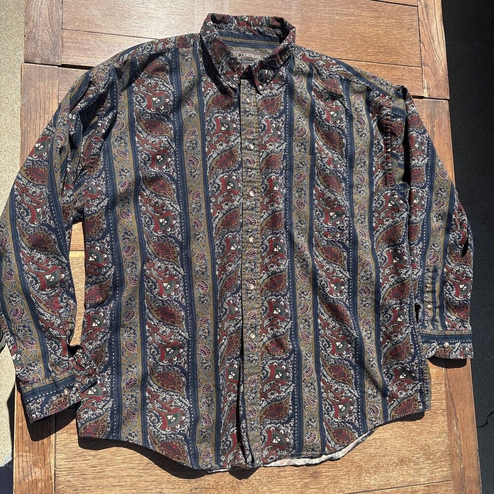 Courtenay Vintage Style Men’s button-down paisley shirt 2XL